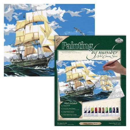 Kit ROYAL LANGNICKEL® Peinture au numero toile sur châssis - Bateaux à voiles - Grand Format