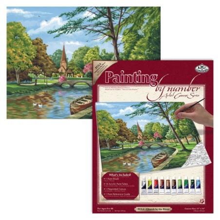 Kit ROYAL LANGNICKEL® Peinture au numero toile sur châssis - En bord de rivière - Grand Format
