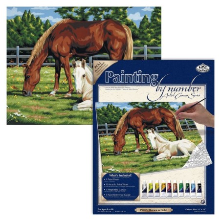 Kit ROYAL LANGNICKEL® Peinture au numero toile sur châssis - Chevaux au pré - Grand Format
