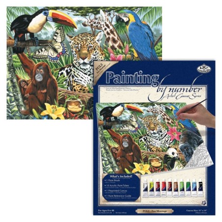 Kit ROYAL LANGNICKEL® Peinture au numero toile sur châssis - Au Zoo - Grand Format