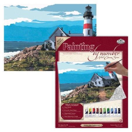 Kit ROYAL LANGNICKEL® Peinture au numero toile sur châssis - Le phare sur la côte - Grand Format