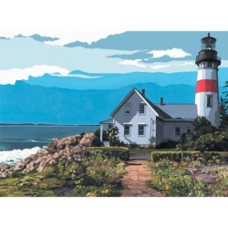 Kit ROYAL LANGNICKEL® Peinture au numero toile sur châssis  - Le phare sur la côte - Grand Format