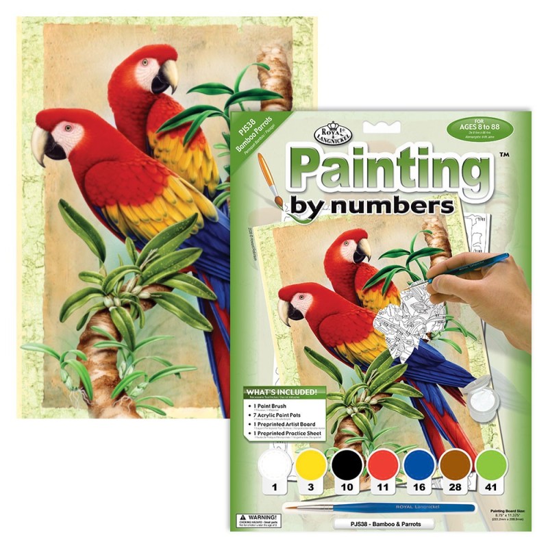 Kit ROYAL LANGNICKEL Peinture au numéro Junior Petit Format - Perroquets Bamboo