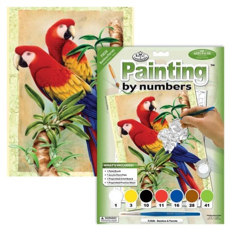 Kit ROYAL LANGNICKEL Peinture au numéro Junior Petit Format - Perroquets Bamboo