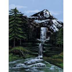 Kit ROYAL LANGNICKEL® Peinture au numero toile sur châssis - Le torrent en montagne - Petit Format