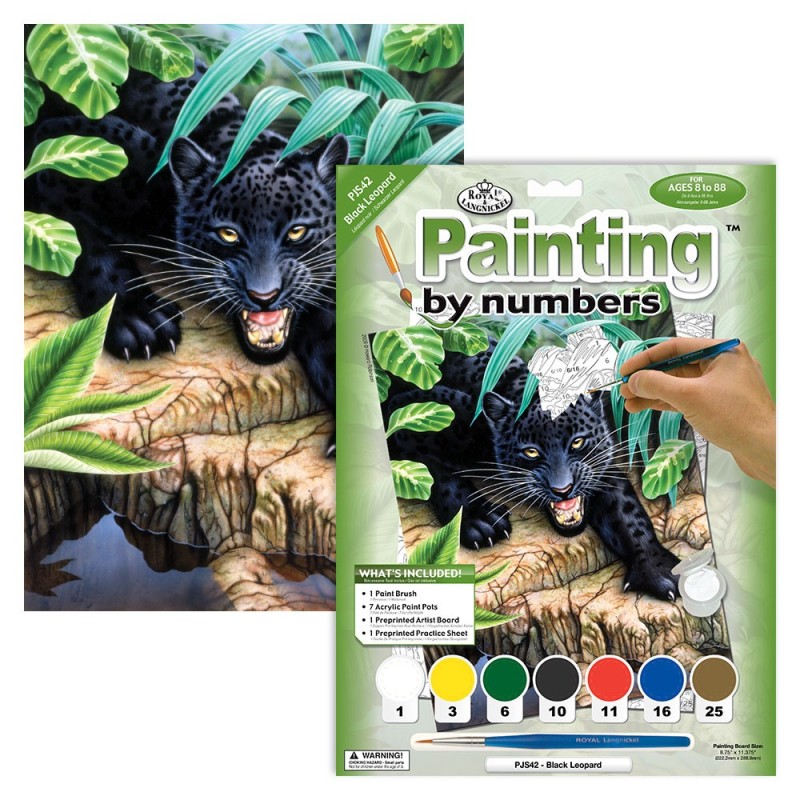 Kit ROYAL LANGNICKEL Peinture au numéro Junior Petit Format - Léopard Noir