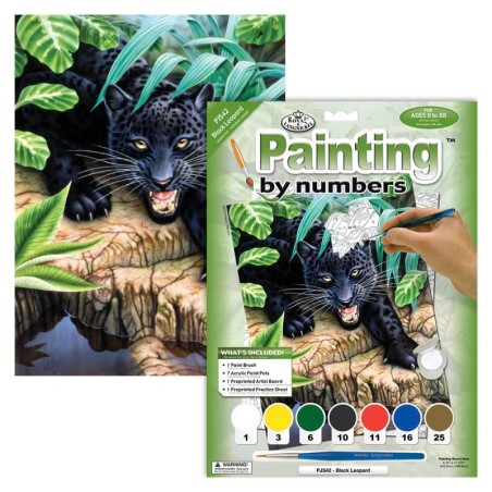 Kit ROYAL LANGNICKEL Peinture au numéro Junior Petit Format - Léopard Noir