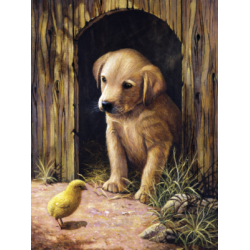 Kit ROYAL LANGNICKEL Peinture au numéro Junior Petit Format - Chiot labrador et le Poussin