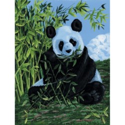 Kit ROYAL LANGNICKEL® Peinture au numero toile sur châssis - Le panda gourmand - Petit Format