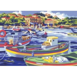 Kit ROYAL LANGNICKEL Peinture au numero - Bateaux de pêche en Méditerranée
