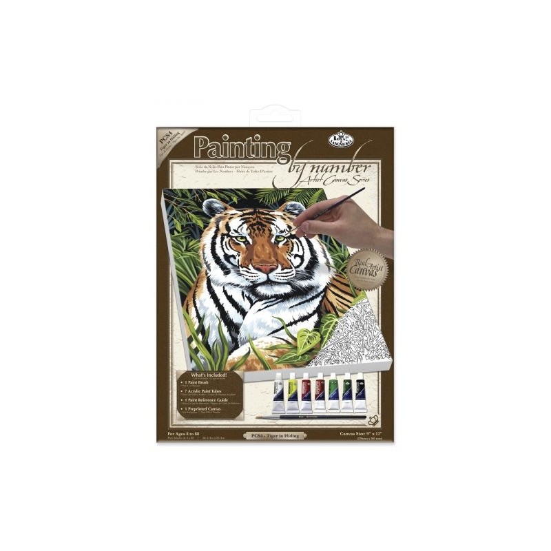 Kit ROYAL LANGNICKEL® Peinture au numero toile sur châssis - Tigre au repos - Petit format