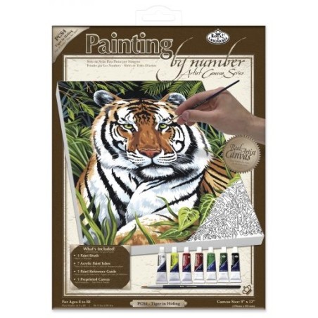 Kit ROYAL LANGNICKEL® Peinture au numero toile sur châssis - Tigre au repos - Petit format