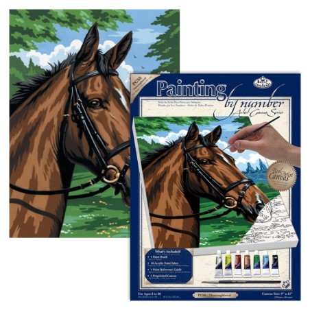 Kit ROYAL LANGNICKEL® Peinture au numero toile sur châssis - Portrait de cheval - Petit format