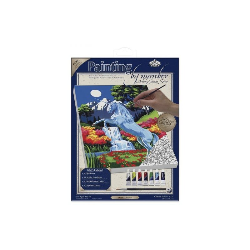 Kit ROYAL LANGNICKEL® Peinture au numero toile sur châssis - La Licorne - Petit format