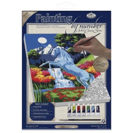 Kit ROYAL LANGNICKEL® Peinture au numero toile sur châssis - La Licorne - Petit format