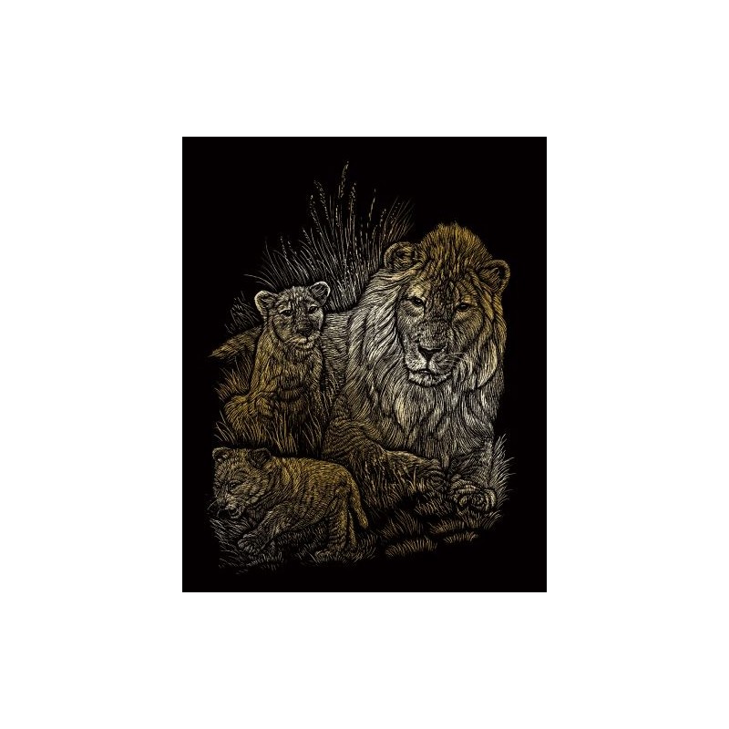 Kit ROYAL LANGNICKEL® Gravure d'Art Or - La Lionne et ses petits