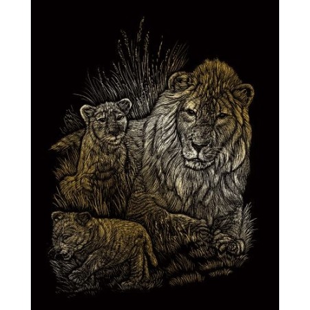 Kit ROYAL LANGNICKEL® Gravure d'Art Or - La Lionne et ses petits