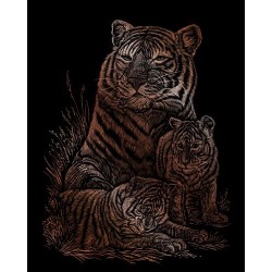 Kit ROYAL LANGNICKEL® Gravure d'Art Cuivre - Maman Tigre et ses petits