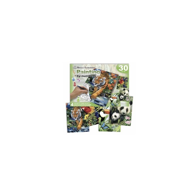 Kit ROYAL LANGNICKEL® Peinture par Numéro Coffret - 4 projets animaux exotiques