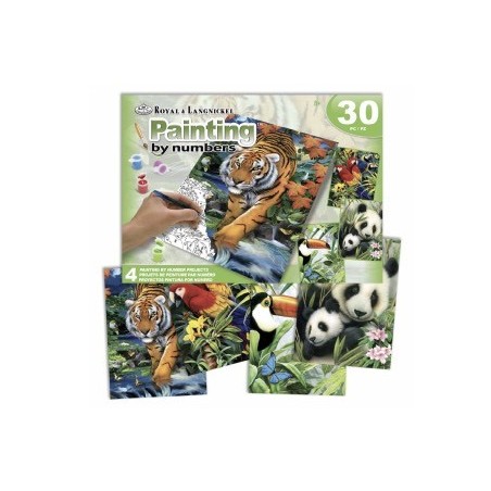 Kit ROYAL LANGNICKEL® Peinture par Numéro Coffret - 4 projets animaux exotiques