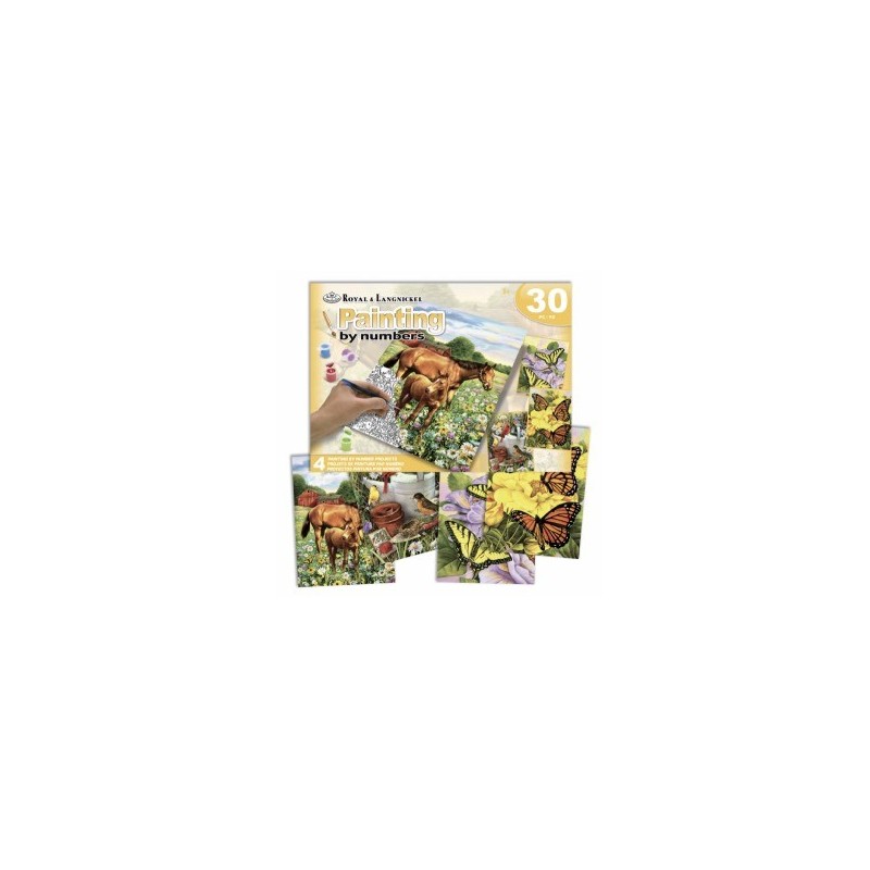 Kit ROYAL LANGNICKEL® Peinture par Numéro Coffret - 4 projets animaux de la campagne