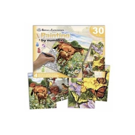Kit ROYAL LANGNICKEL® Peinture par Numéro Coffret - 4 projets animaux de la campagne