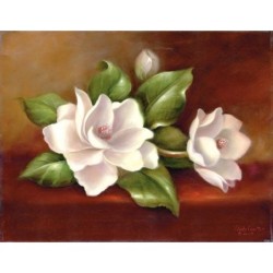 Kit ROYAL LANGNICKEL® Peinture d'art sur châssis- Magnolias sur Velours