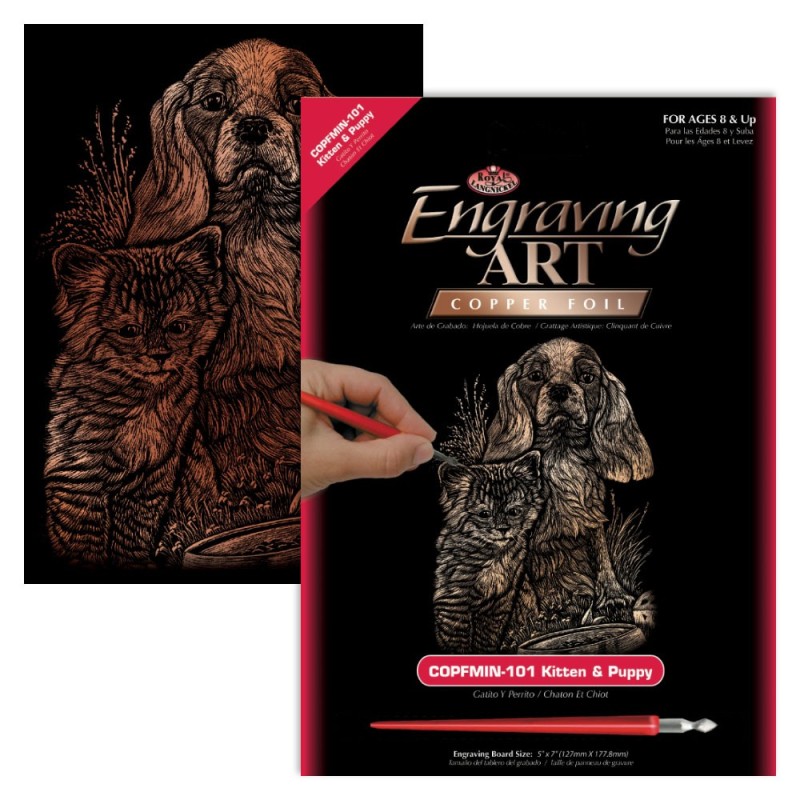 Kit ROYAL LANGNICKEL® Gravure d'Art Cuivre mini - Chaton et Chiot