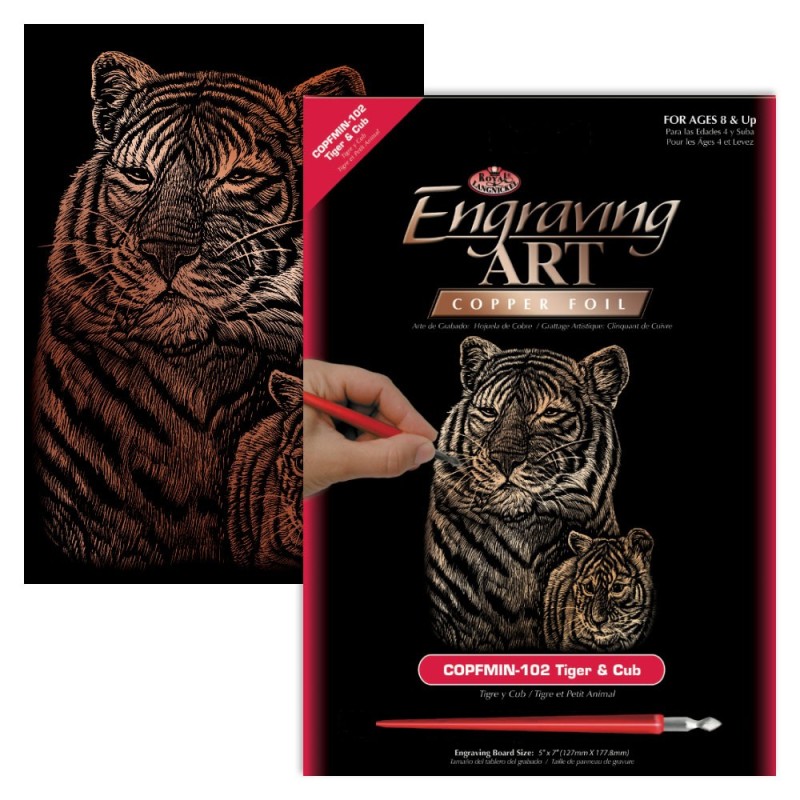 Kit ROYAL LANGNICKEL® Gravure d'Art Cuivre mini - Maman tigre et son Petit