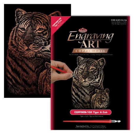 Kit ROYAL LANGNICKEL® Gravure d'Art Cuivre mini - Maman tigre et son Petit