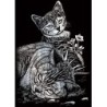 Kit ROYAL LANGNICKEL® Gravure d'Art Argent mini - Chatte & son Petit