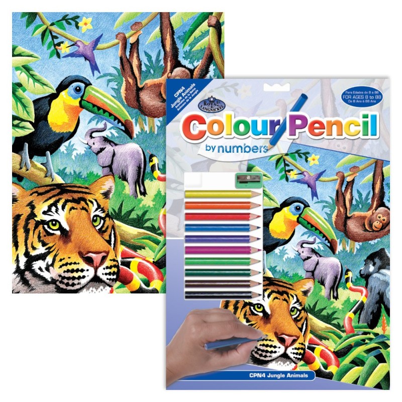 Kit ROYAL LANGNICKEL® Coloriage au numéro - Animaux de la Jungle