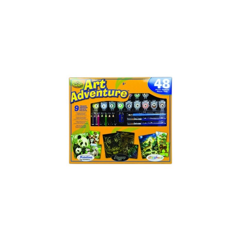Coffret d'art créatif  ROYAL LANGNICKEL® 9 Projets Créatifs Enfants - Peinture par numéro, Coloriage, Gravure