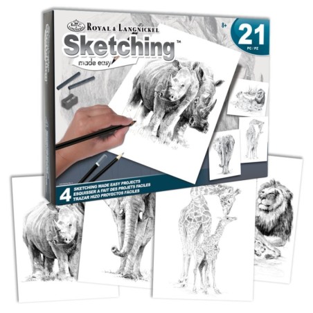 Coffret pour esquisse et croquis ROYAL LANGNICKEL® - 4 projets Animaux Sauvages