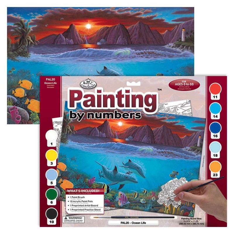 Kit ROYAL LANGNICKEL® Peinture au numéro - Vie sous-marine