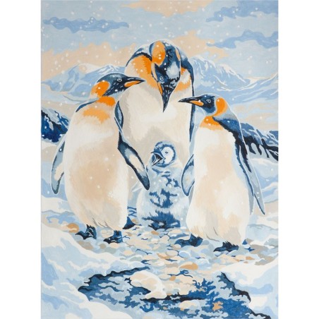 Kit ROYAL LANGNICKEL Peinture au numéro Junior Petit Format - Famille de pingouins sous la neige