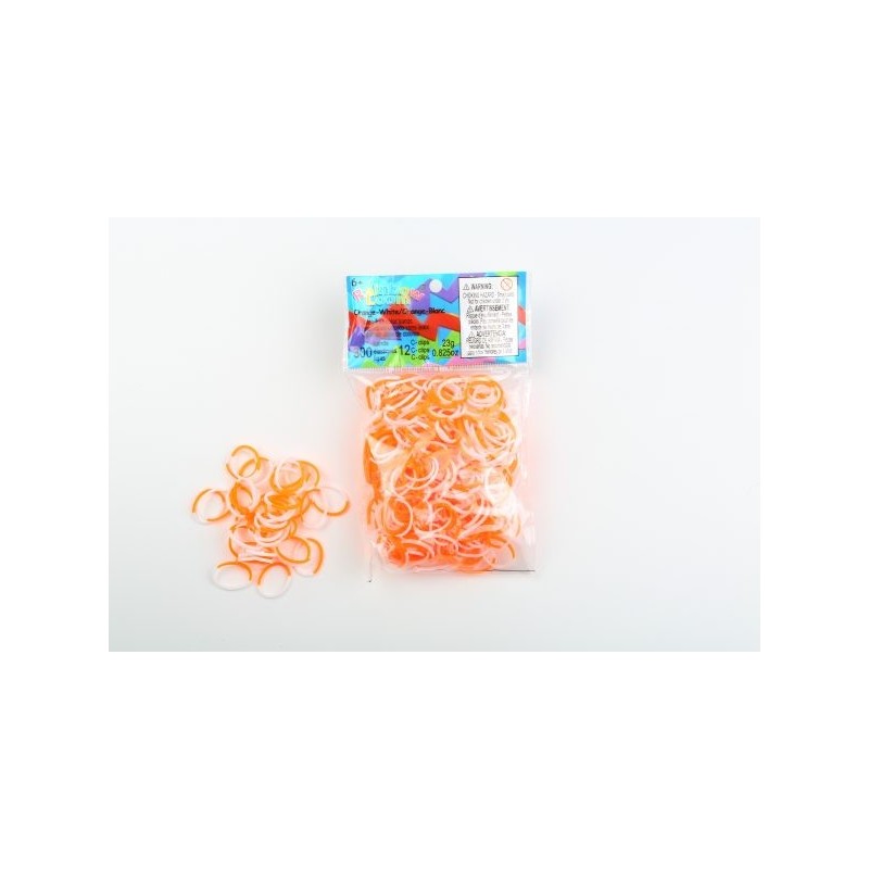 Elastiques RAINBOW LOOM Bicolore Orange-Blanc