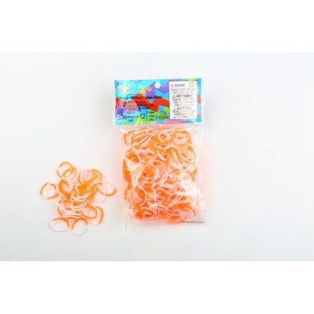 Elastiques RAINBOW LOOM Bicolore Orange-Blanc