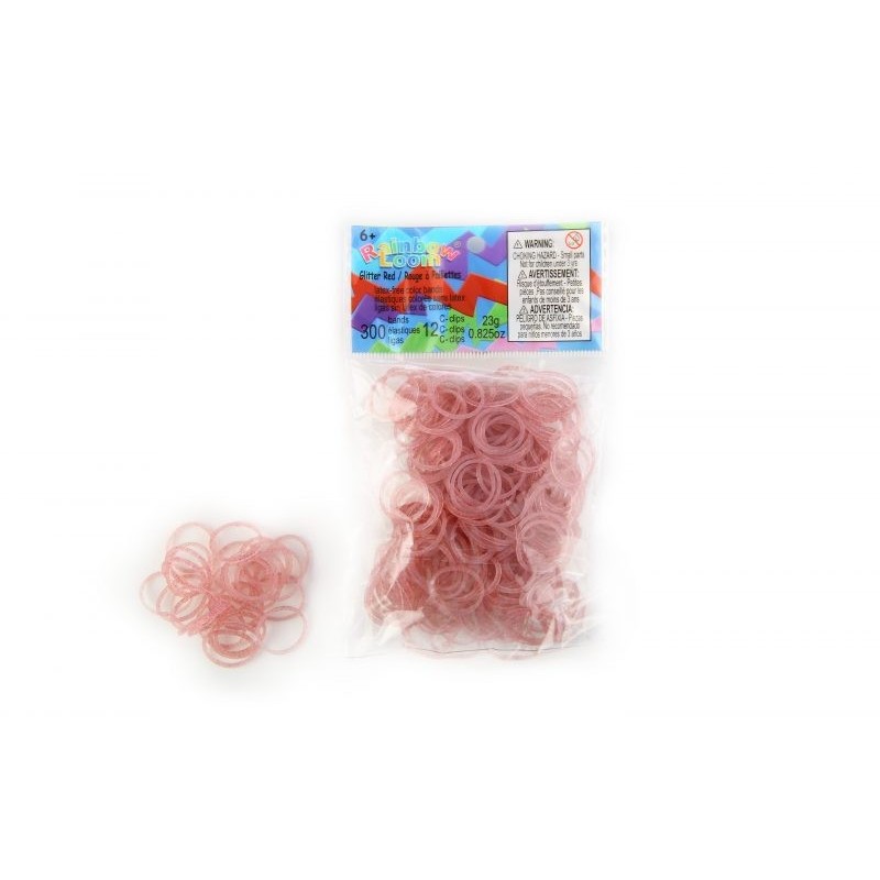 Elastiques RAINBOW LOOM Rouge Paillettes