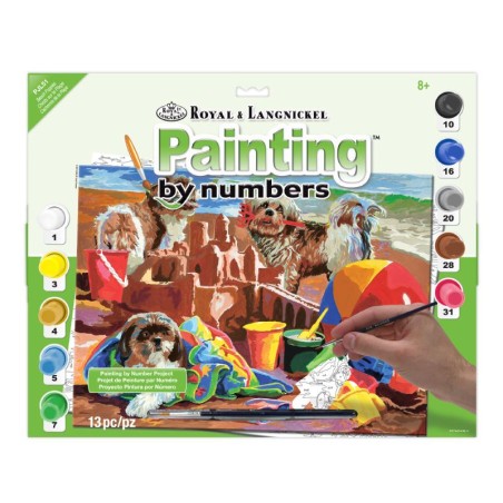 Kit ROYAL LANGNICKEL® Peinture au numéro Junior Grand Format - Chiots à la plage