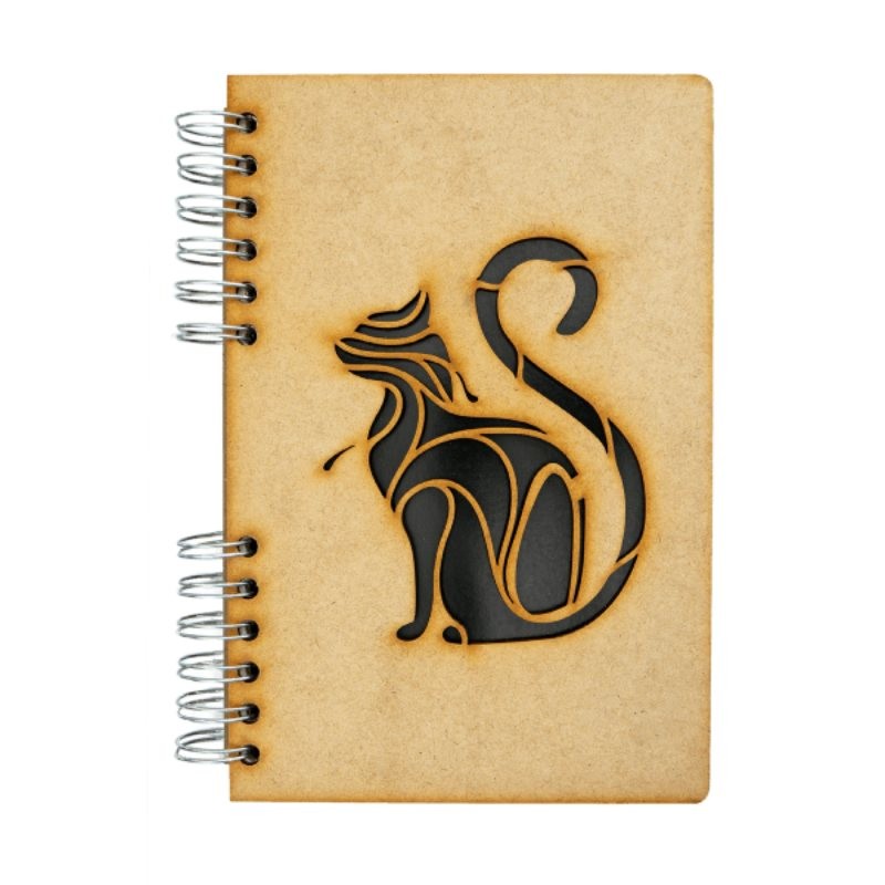 Carnet bois rechargeable KOMONI® – Modèle Chat noir