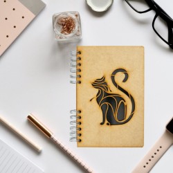 Carnet bois rechargeable KOMONI® – Modèle Chat noir
