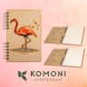 Carnet bois rechargeable KOMONI® – Modèle Flamant rose