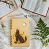 Carnet bois rechargeable KOMONI® – Modèle Loup à la lune