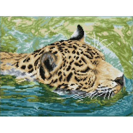 DIAMOND DOTZ® Carré Le Jaguar au bain - Intermédiaire