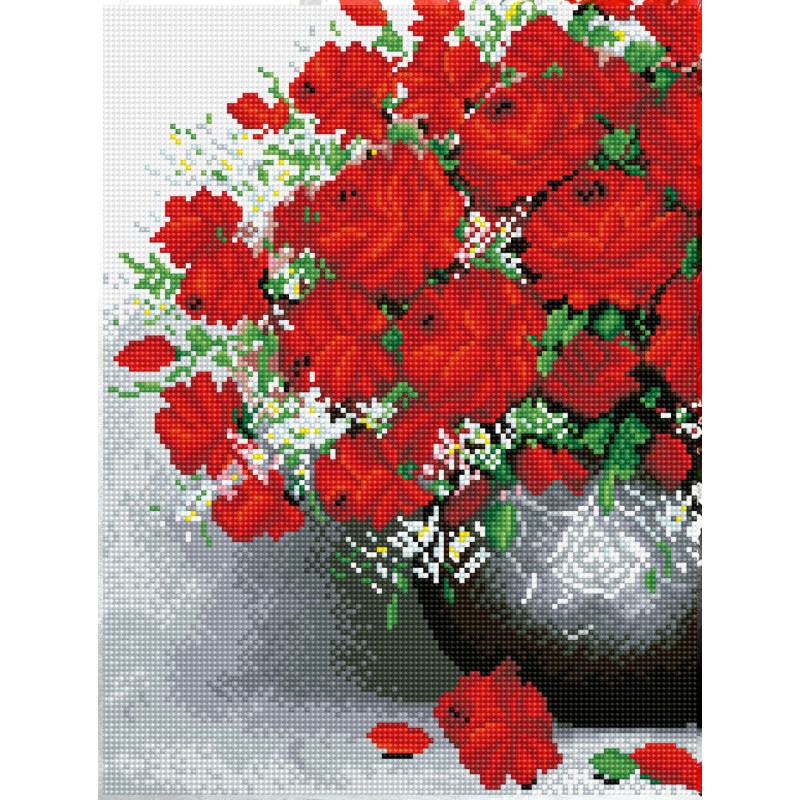 DIAMOND DOTZ® Carré Bouquet de fleurs rouges - Intermédiaire