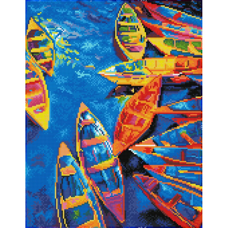 DIAMOND DOTZ® Carré Baie bleue - Intermédiaire