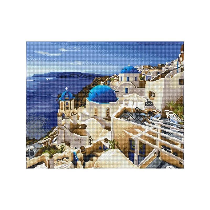 DIAMOND DOTZ® Carré : Vue sur Santorin - Intermédiaire