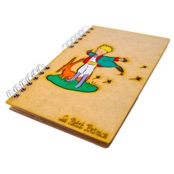 Carnet bois rechargeable KOMONI® – Modèle Le petit prince bras déployés