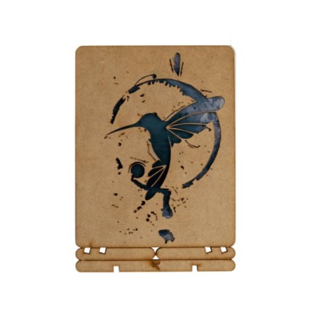Carte bois colibri encre_Komoni